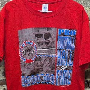 Vintage LOGO 7 NFL HALL FAME T-Shirt LARGE RED MEN's